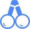 RoomeyFinder Logo - Two magnifying glasses upside down connected by their handles forming an acute angle